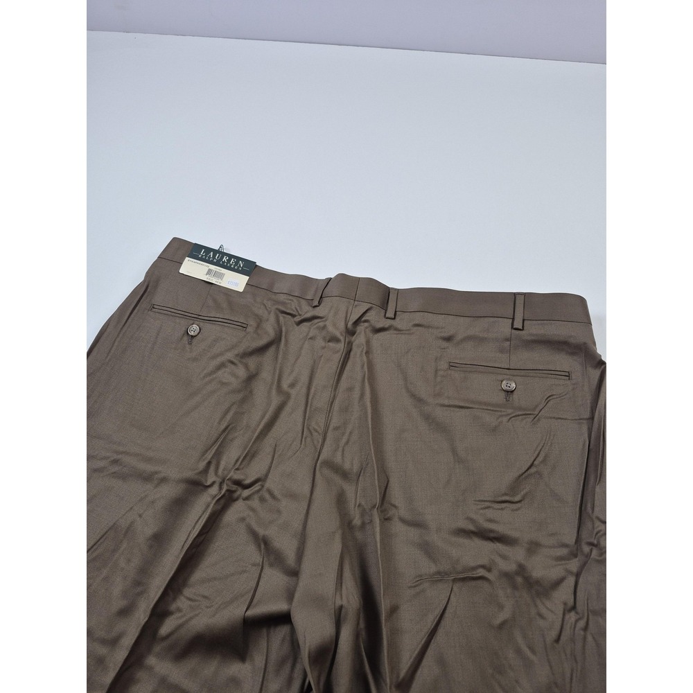 Lauren Ralph Lauren Pants Mens 46x36 Brown Wool Cashmere Pleated Dress Slacks - Picture 7 of 15